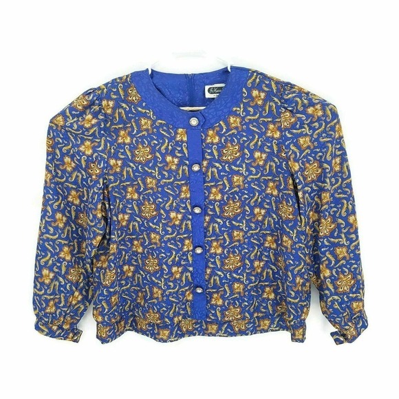 Jo Hanna York By Joan Davis Womens Blouse Multicolor Floral Crew Zipper Plus 18W - Picture 1 of 7